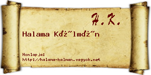Halama Kálmán névjegykártya